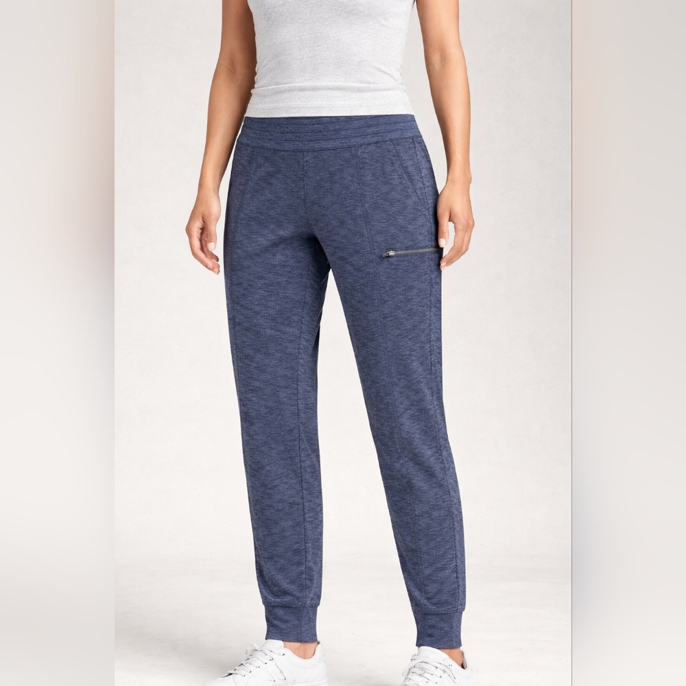 Athleta Women’s Heathered Gray Joggers Sz S  Zipper Pocket Yogaband #2104